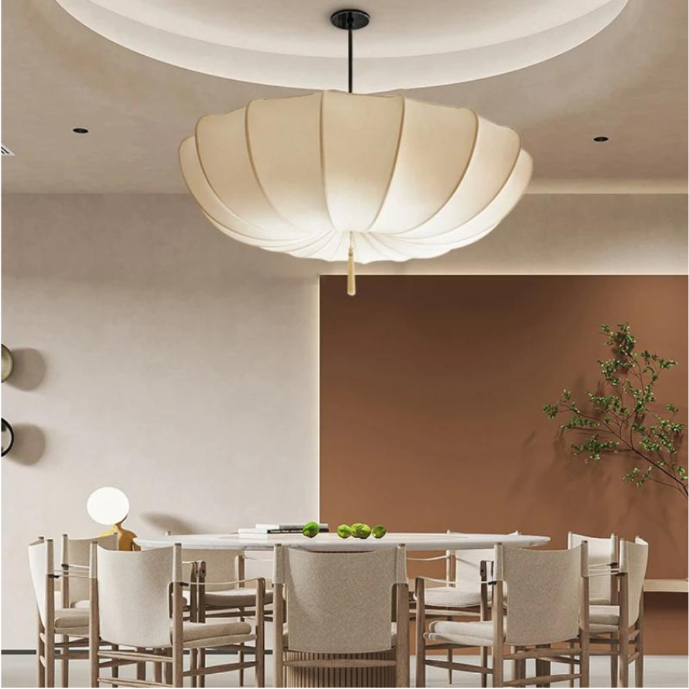 Pendant Light Natural Fabric Wabi Sabi Design | Sinvora