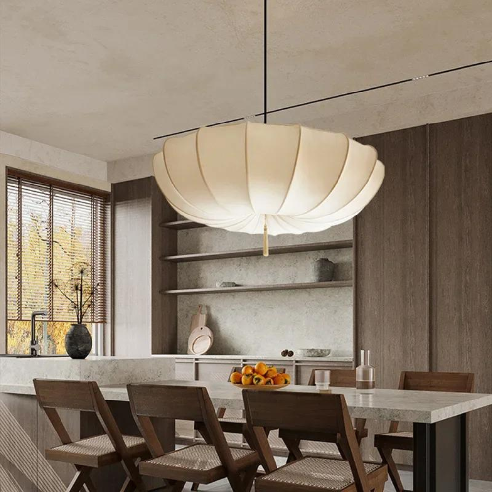 Pendant Light Natural Fabric Wabi Sabi Design | Sinvora