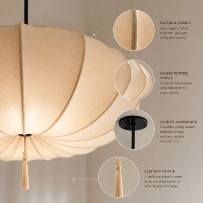 Pendant Light Natural Fabric Wabi Sabi Design | Sinvora