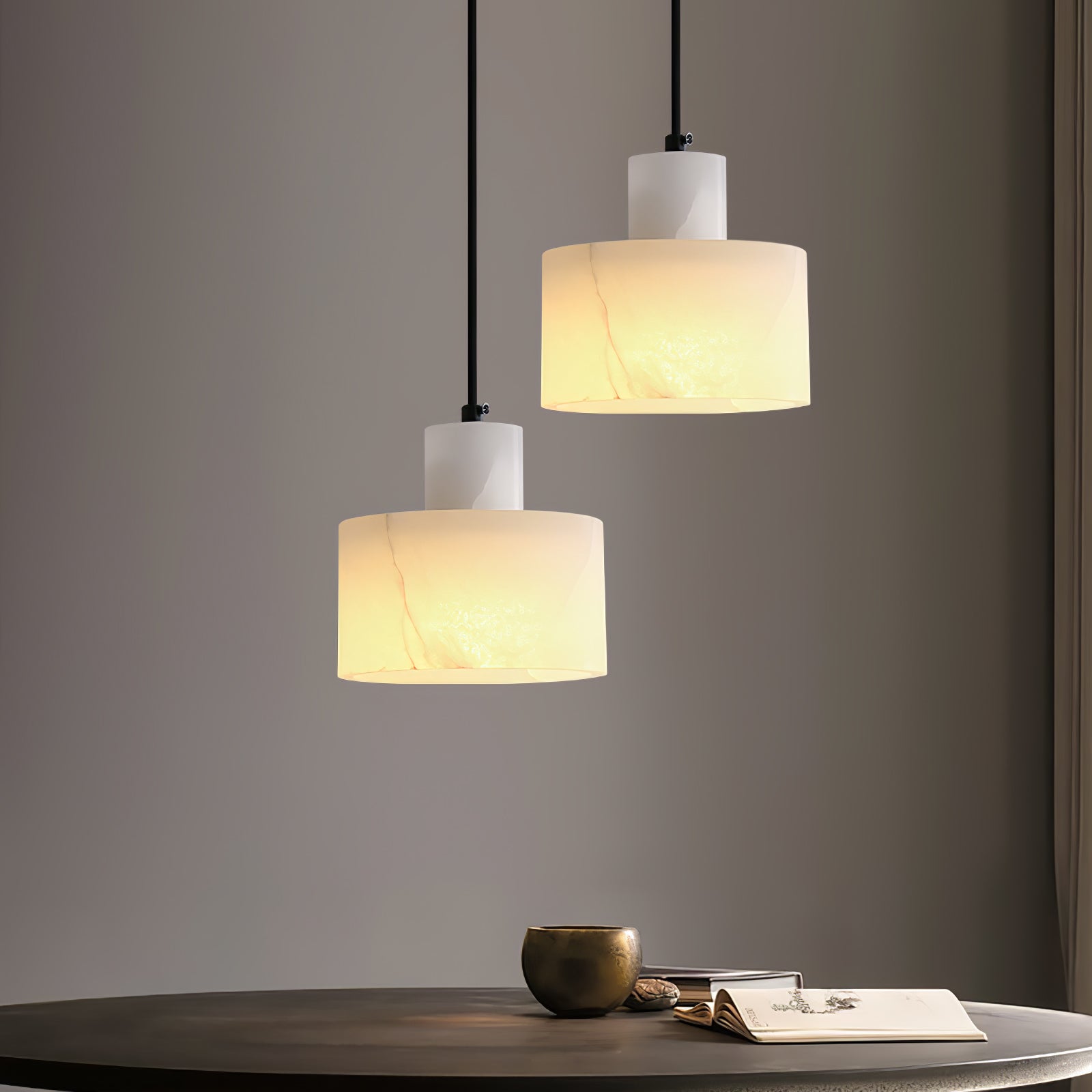 Pendant Light Nordic Alabaster Cylinder Design | Darnix