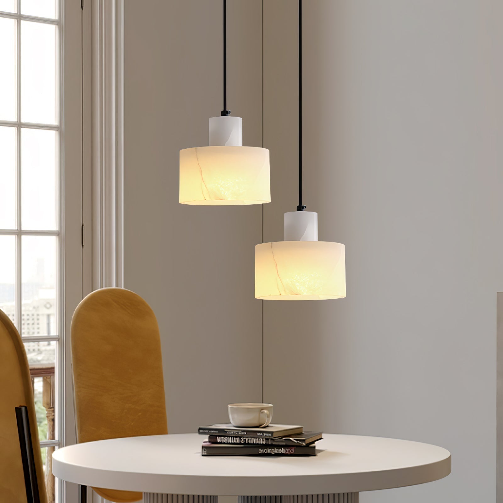 Pendant Light Nordic Alabaster Cylinder Design | Darnix