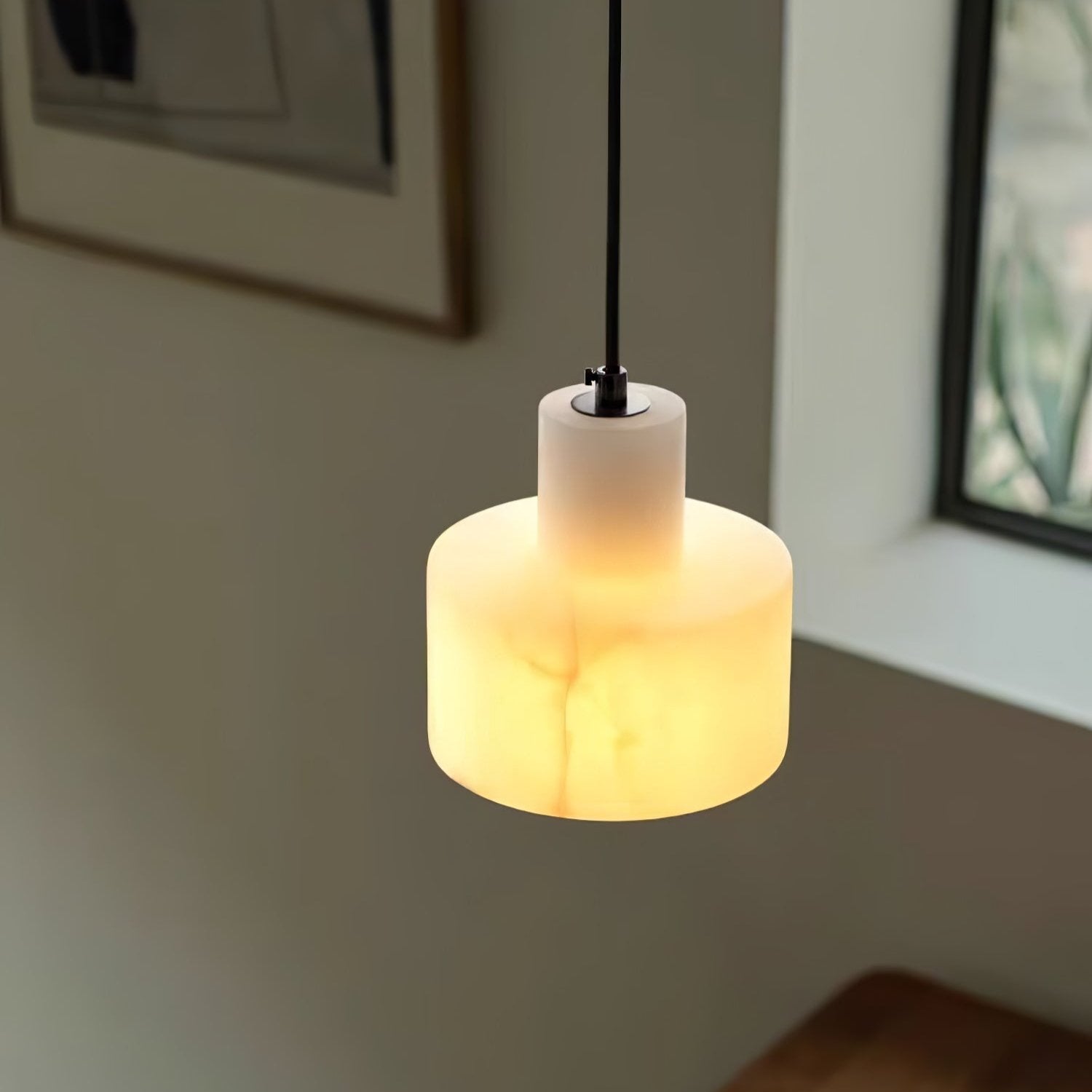 Pendant Light Nordic Alabaster Cylinder Design | Darnix