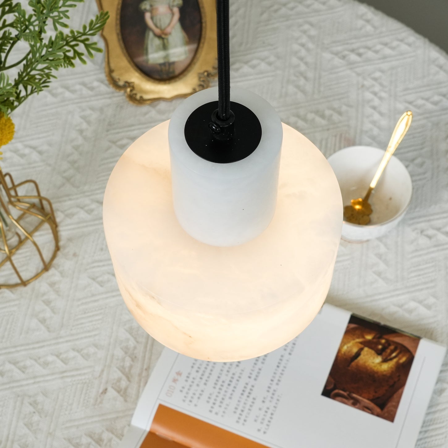 Pendant Light Nordic Alabaster Cylinder Design | Darnix