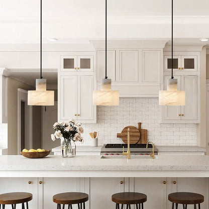 Pendant Light Nordic Alabaster Cylinder Design | Darnix