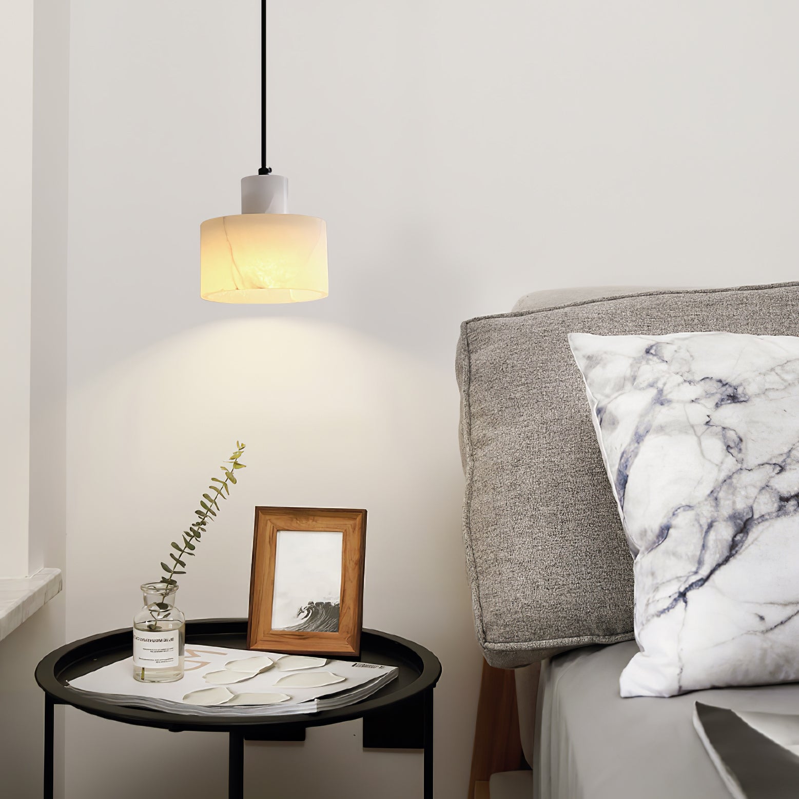 Pendant Light Nordic Alabaster Cylinder Design | Darnix