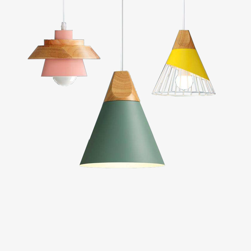 Pendant Light Nordic Metal and Wood Design | Kevora