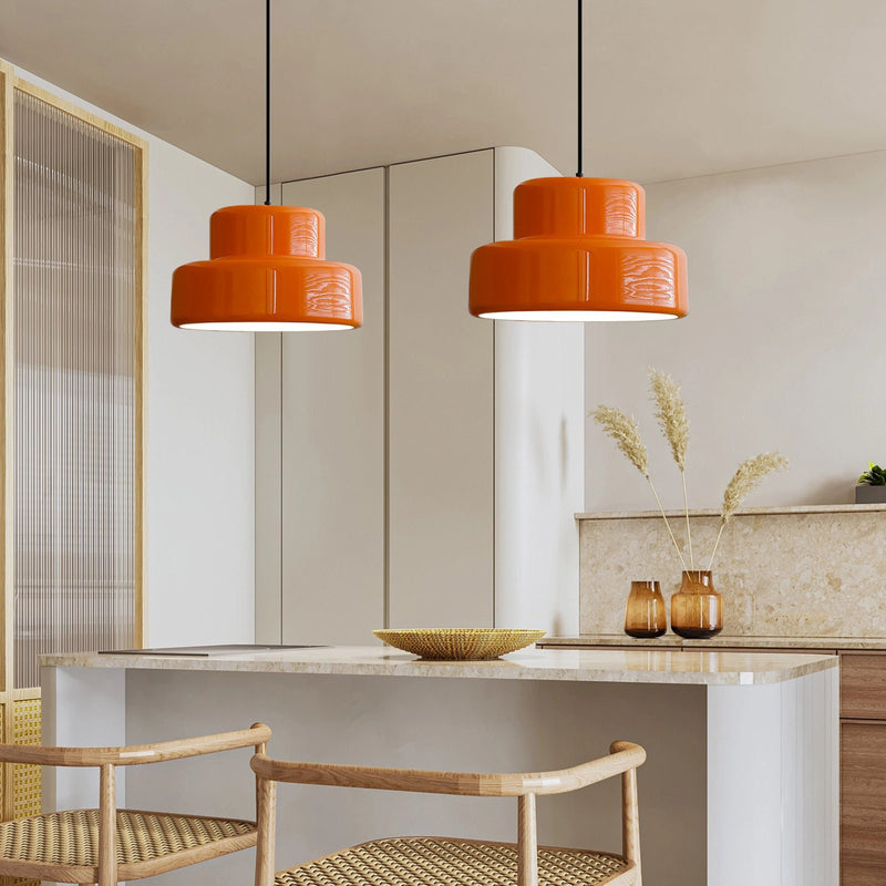 Pendant Light Orange Iron Bauhaus Retro Style | Sorena