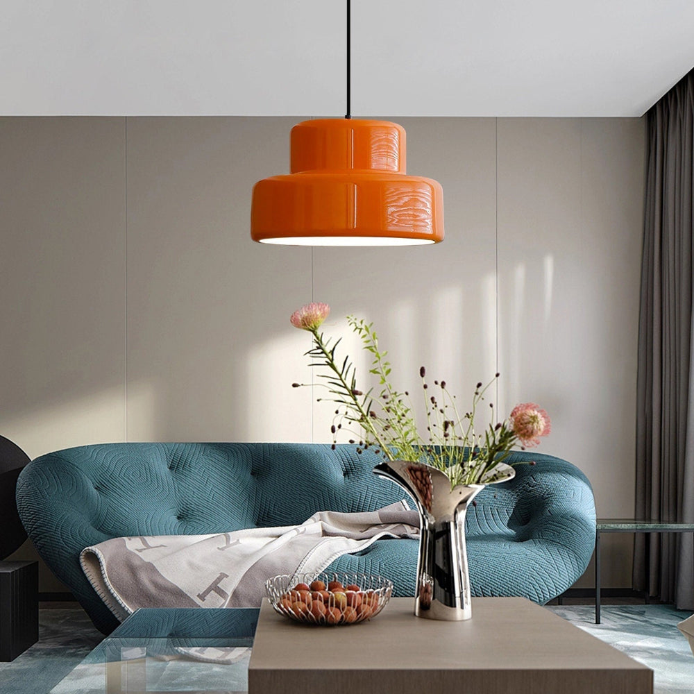 Pendant Light Orange Iron Bauhaus Retro Style | Sorena