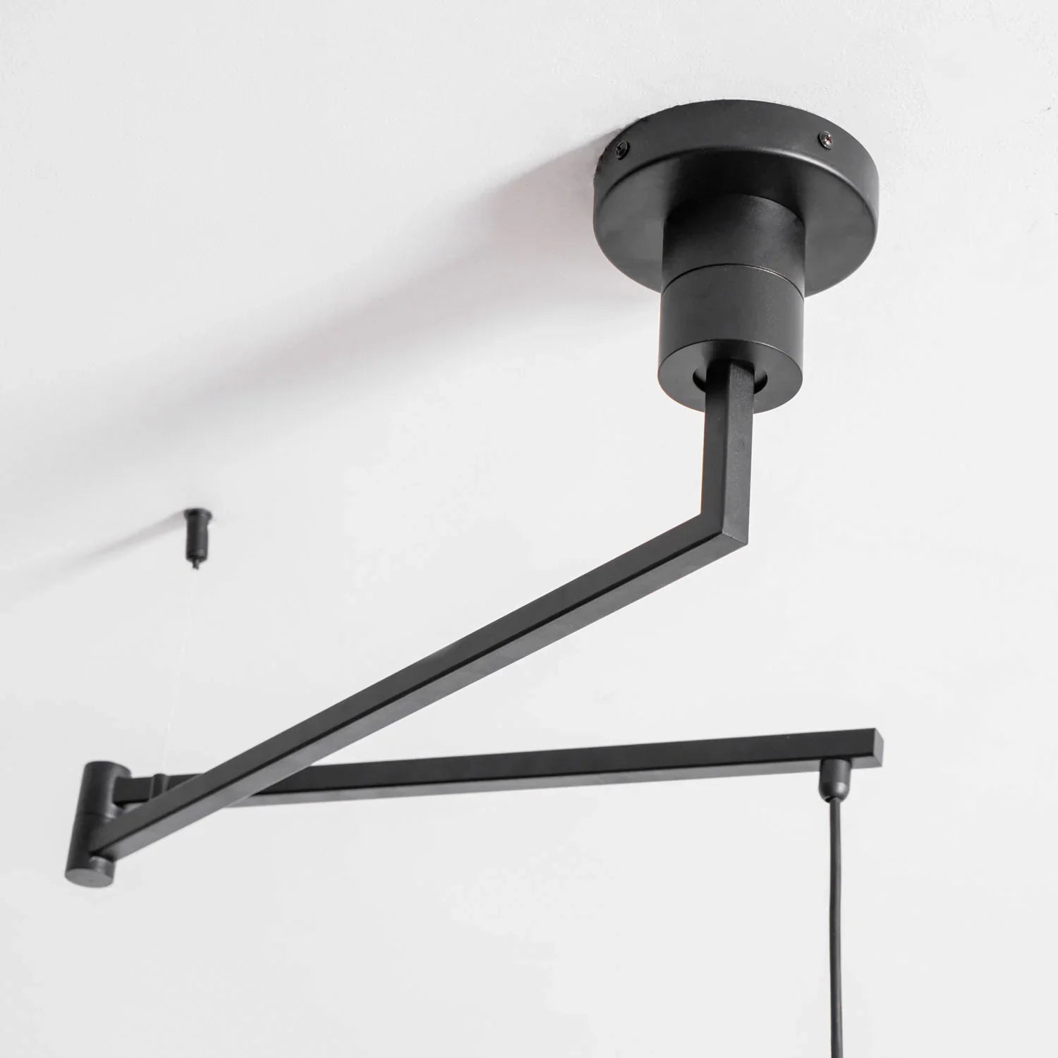 Pendant Light Swing Arm Wood Metal Industrial Design | Melorae