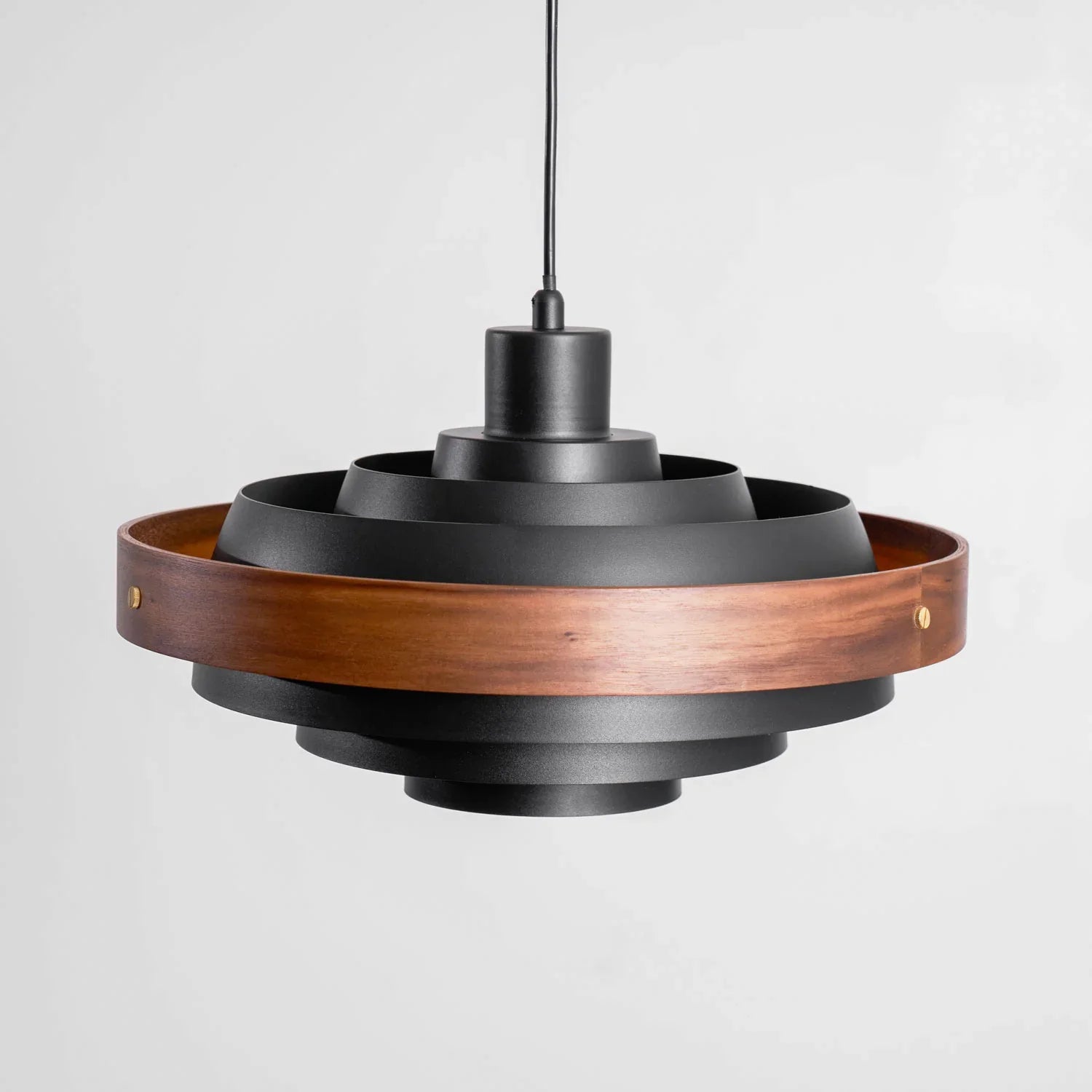Pendant Light Swing Arm Wood Metal Industrial Design | Melorae