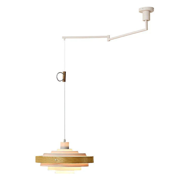 Pendant Light Swing Arm Wood Metal Industrial Design | Melorae