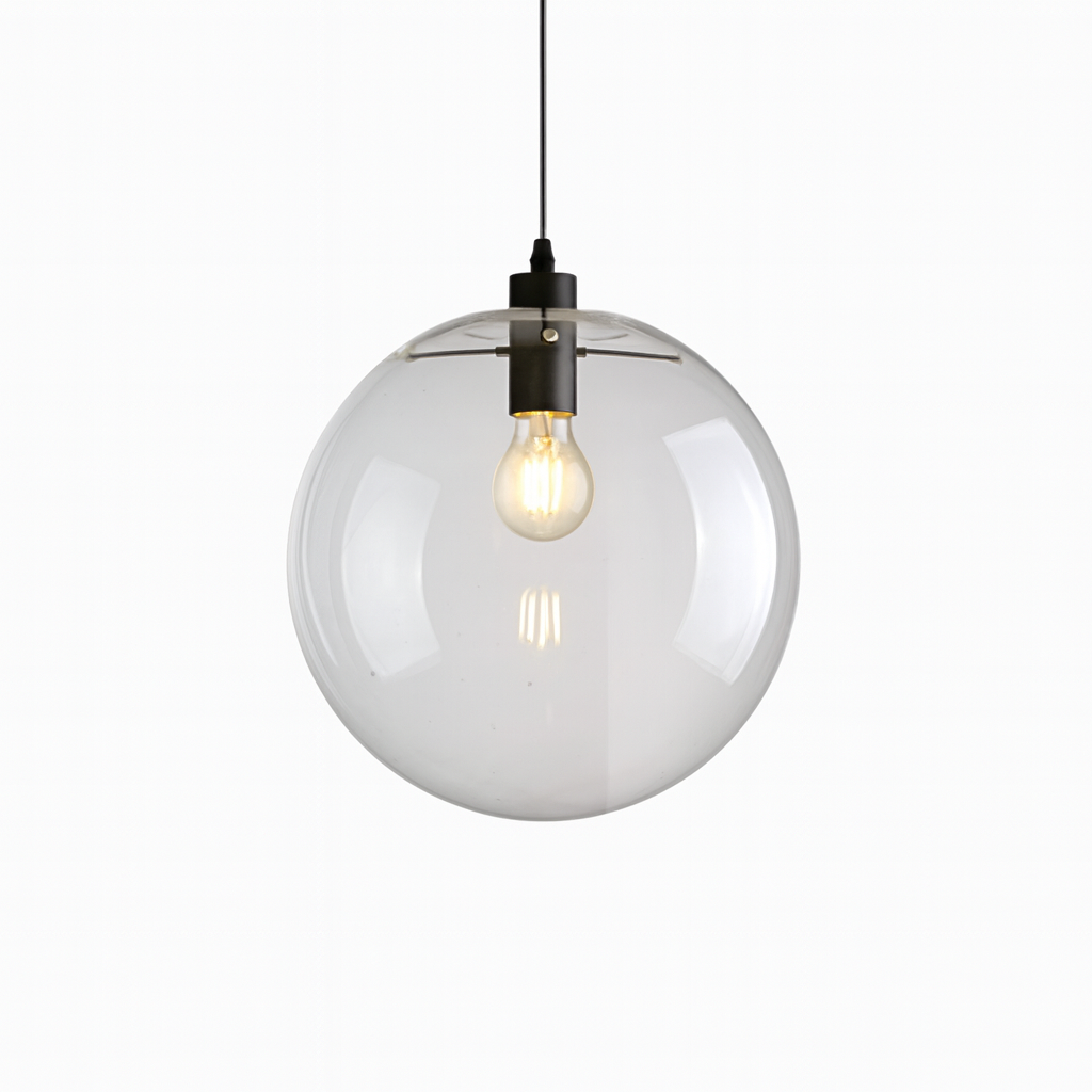 Pendant Light Transparent Glass Globe Minimal Style | Felvora