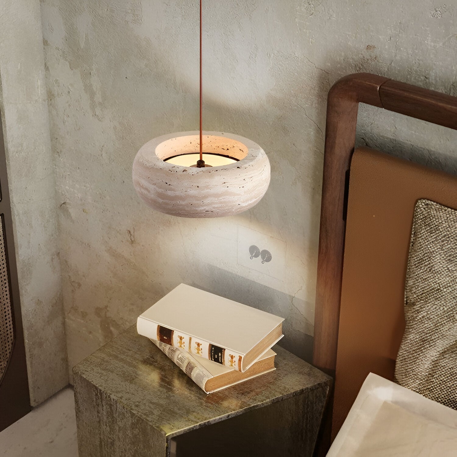 Pendant Light Travertine Stone Wabi Sabi Style | Verqis