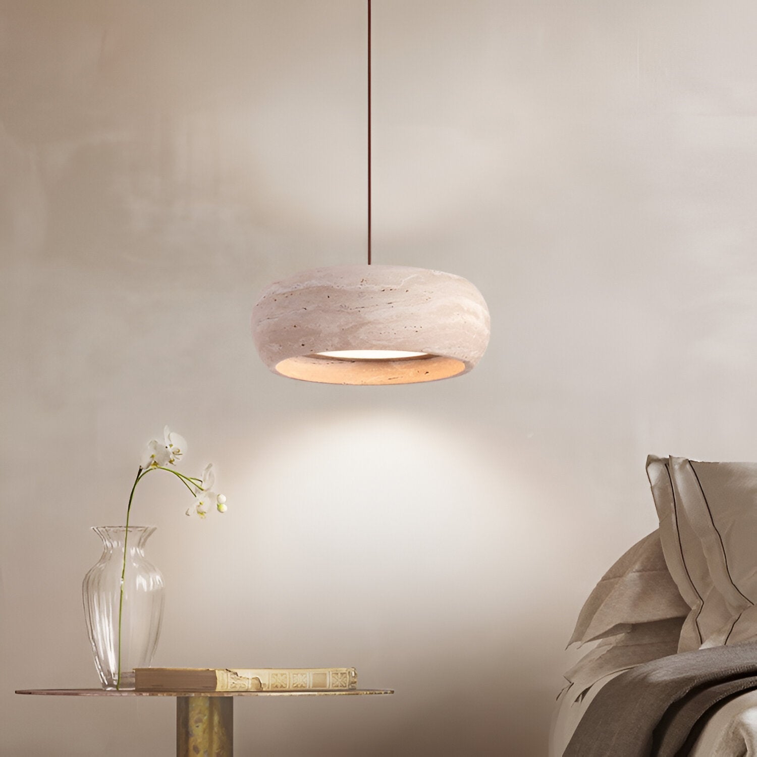Pendant Light Travertine Stone Wabi Sabi Style | Verqis