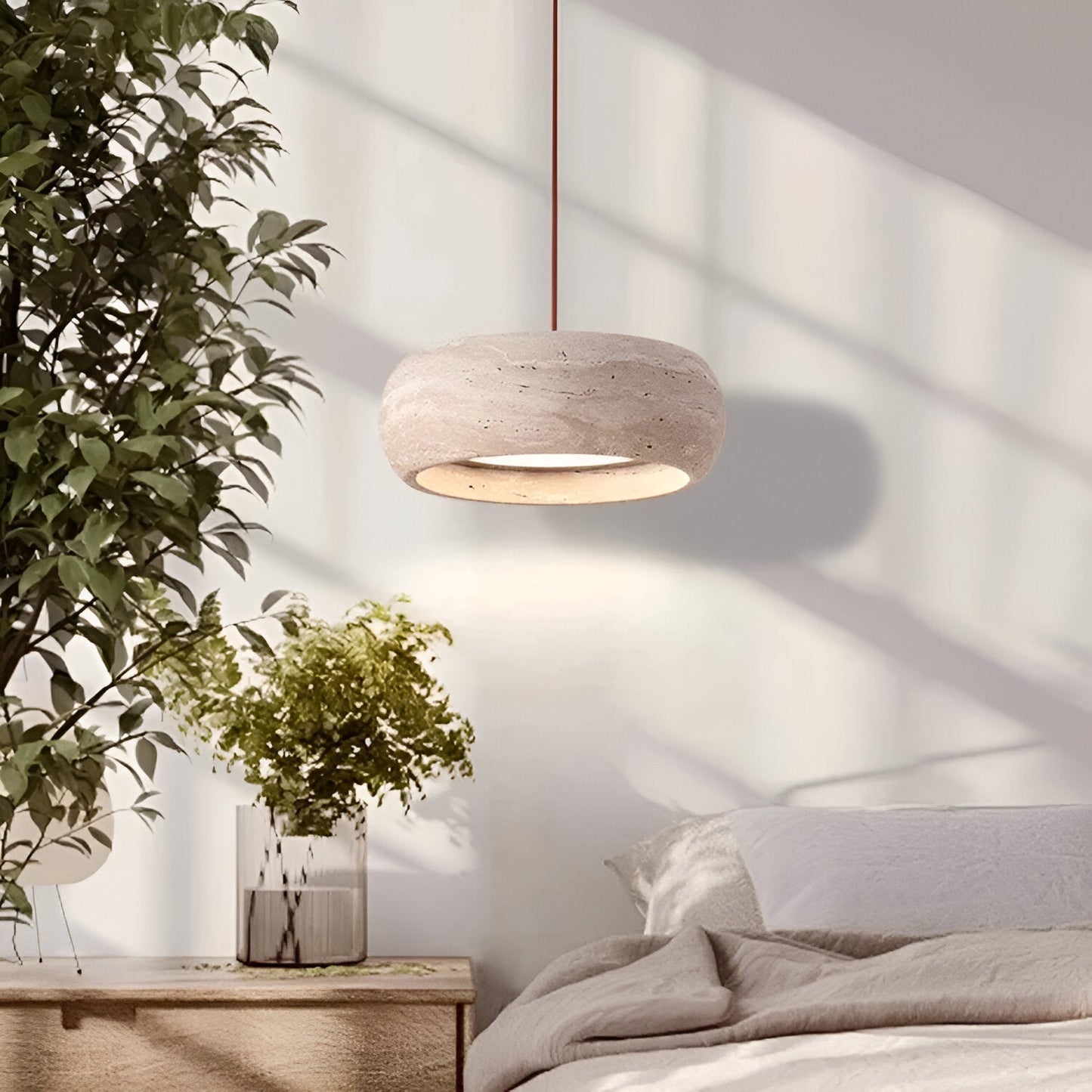 Pendant Light Travertine Stone Wabi Sabi Style | Verqis