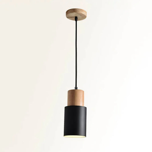 Pendant Light Wood Accent LED Nordic Cylinder Style | Delvara