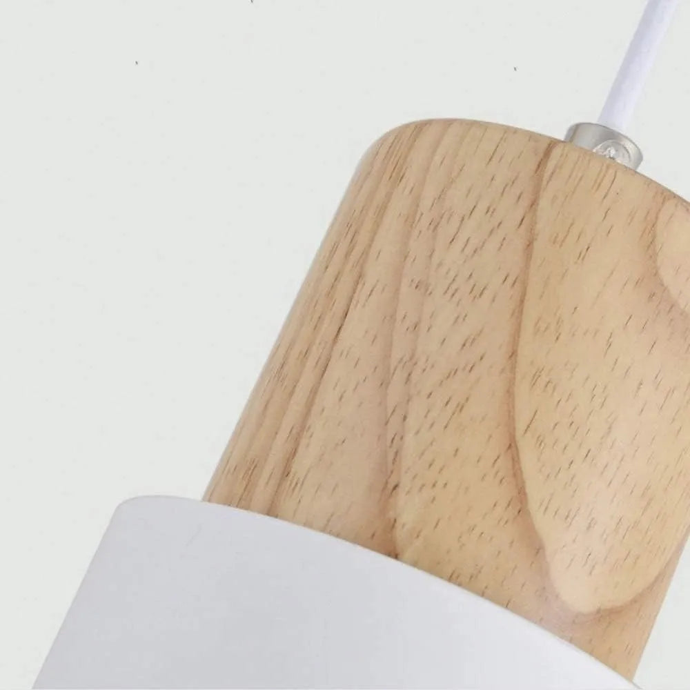 Pendant Light Wood Accent LED Nordic Cylinder Style | Delvara