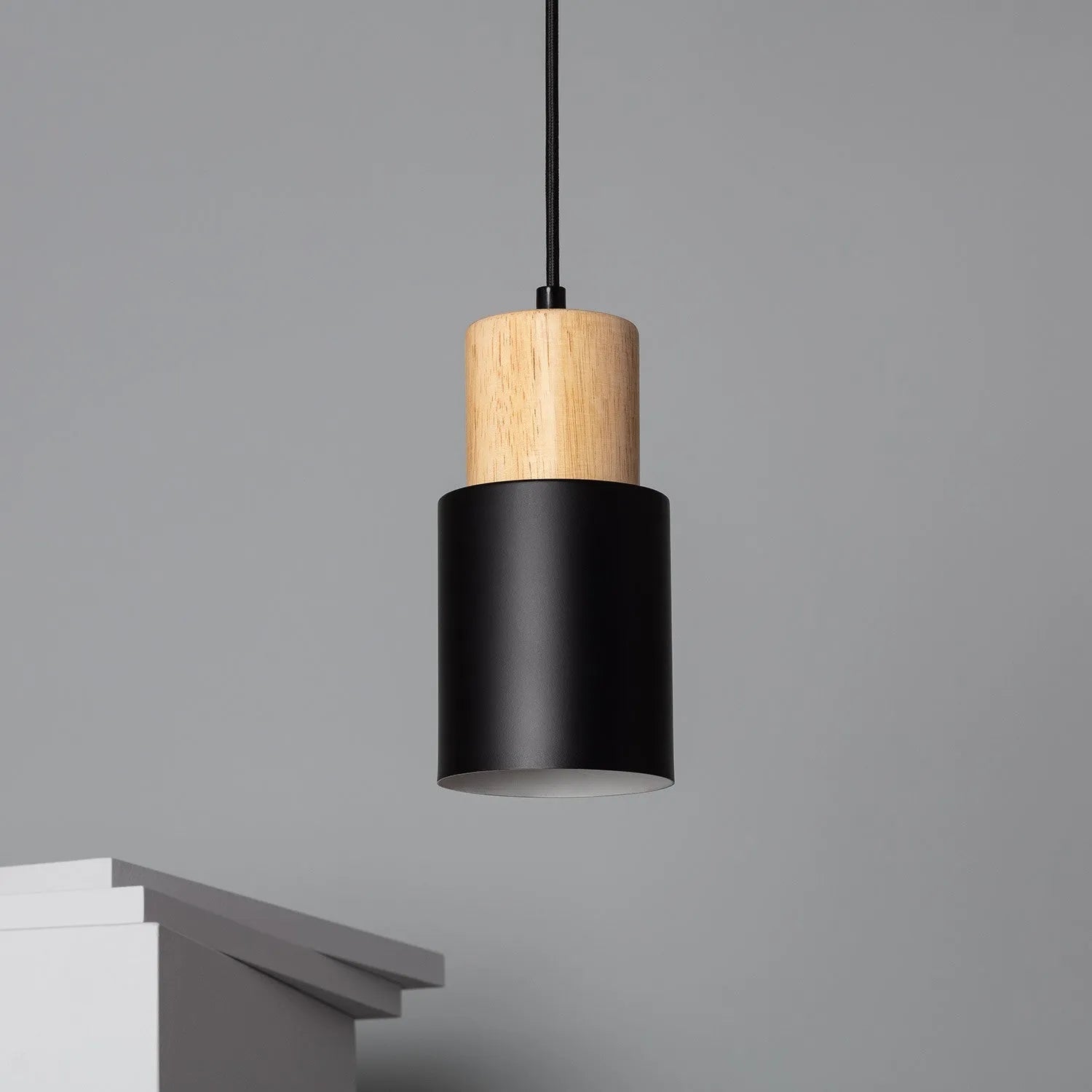 Pendant Light Wood Accent LED Nordic Cylinder Style | Delvara