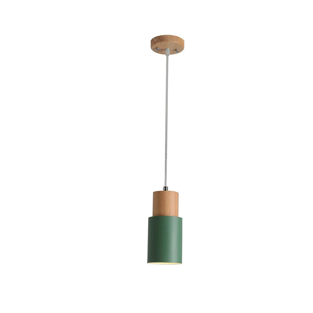 Pendant Light Wood Accent LED Nordic Cylinder Style | Delvara