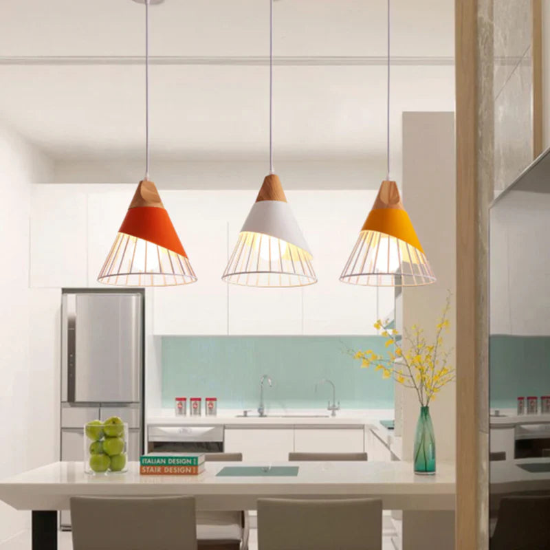 Pendant Light Wood Frame Scandinavian Style | Virelix