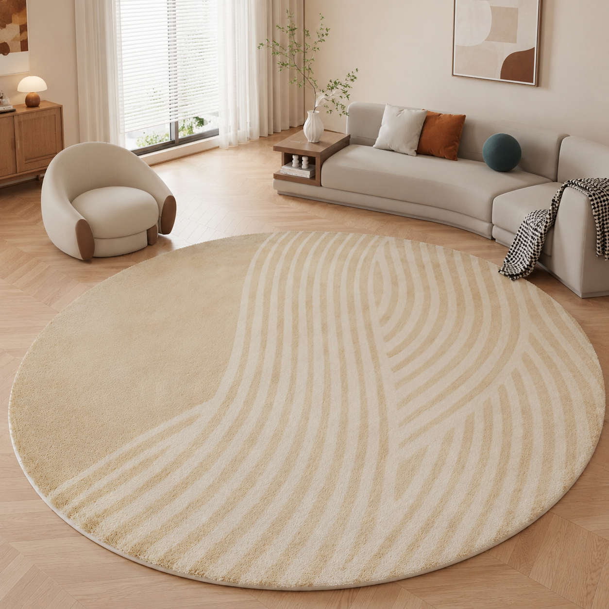 Pet Friendly Lambswool Round Rug Nordic Modern | Travind