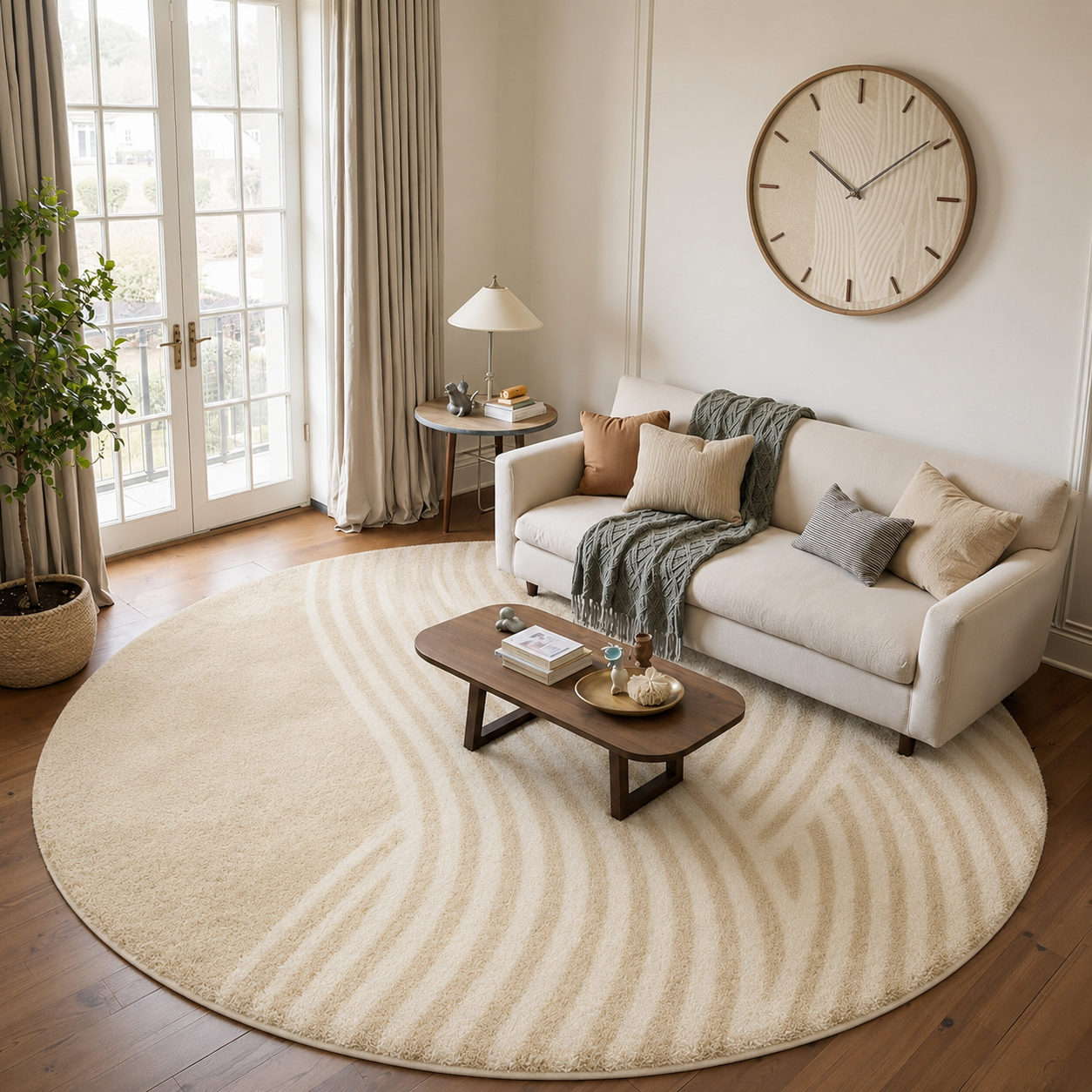 Pet Friendly Lambswool Round Rug Nordic Modern | Travind