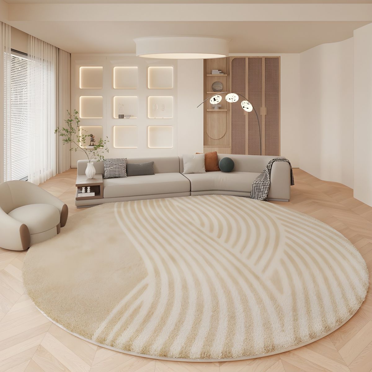 Pet Friendly Lambswool Round Rug Nordic Modern | Travind