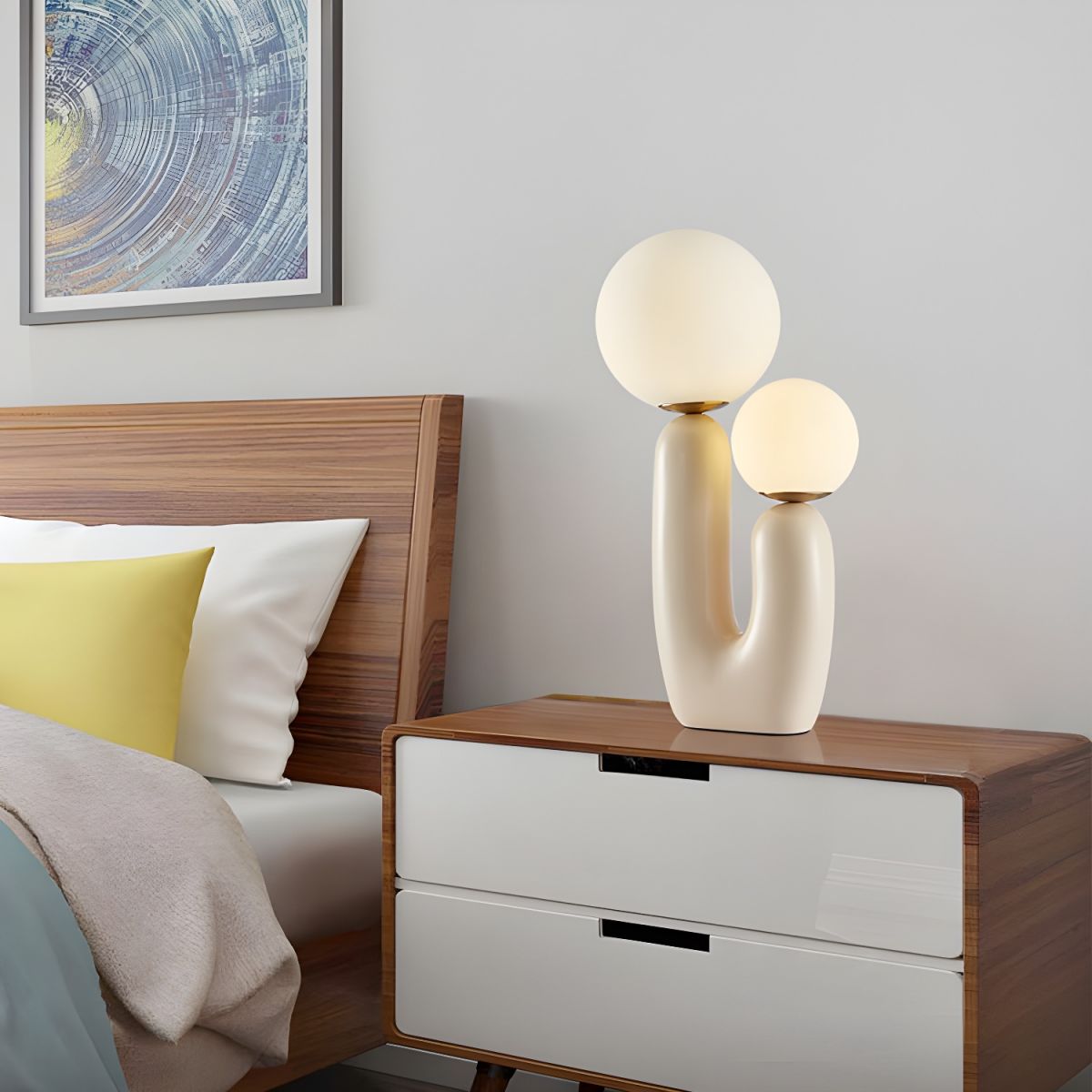 Pink Resin Base Table Lamp with Glass Shade Nordic | Nardes
