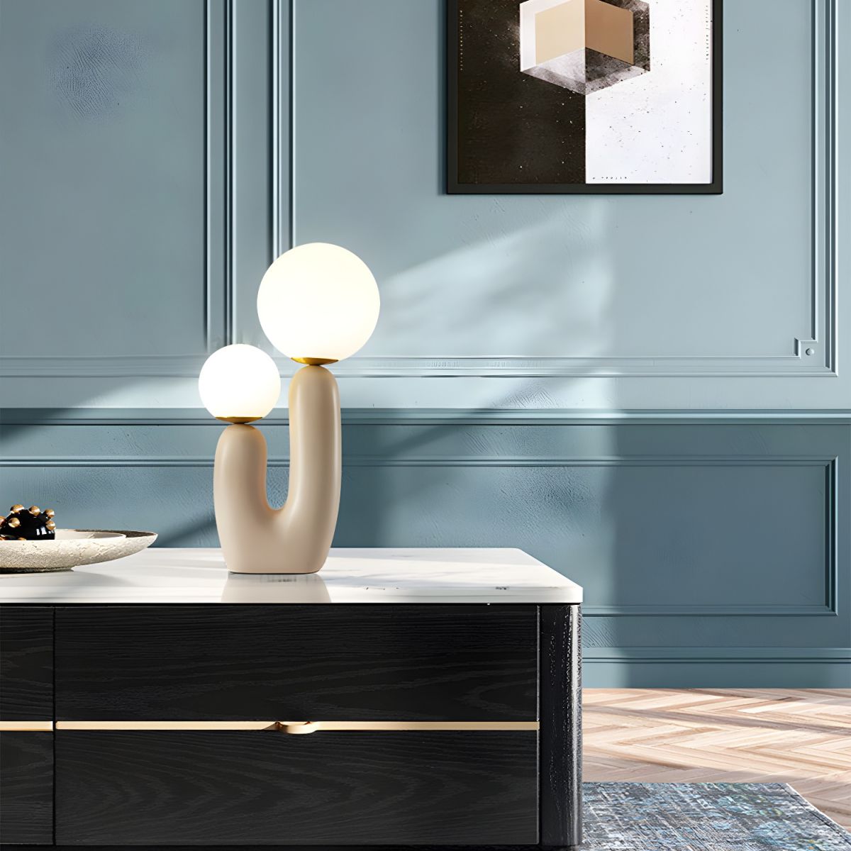 Pink Resin Base Table Lamp with Glass Shade Nordic | Nardes