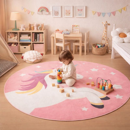 Play Mat Childrens Room Rug Unicorn Pattern Design | Lorvexa