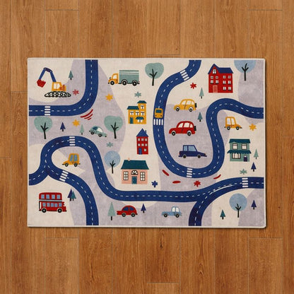 Play Mat Polyester City Road Design for Children Room | Tarelix