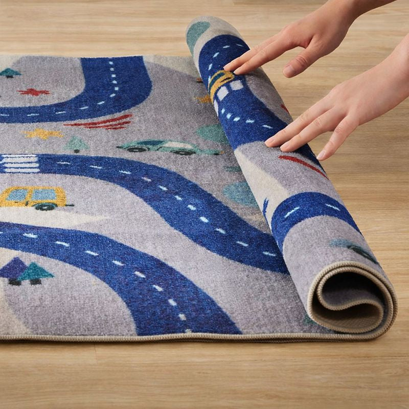 Play Mat Polyester City Road Design for Children Room | Tarelix