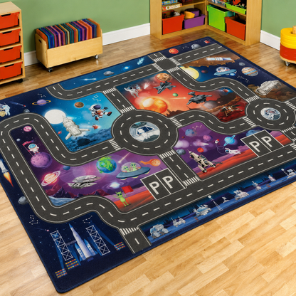 Play Mat Space City Traffic Road Rug For Kids | Merovia