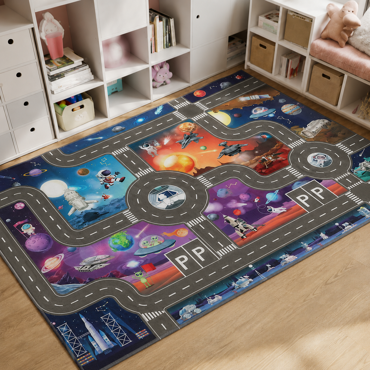 Play Mat Space City Traffic Road Rug For Kids | Merovia
