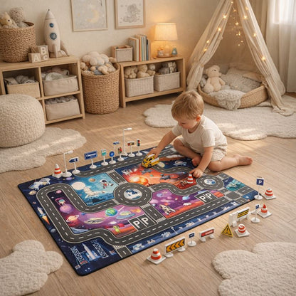 Play Mat Space City Traffic Road Rug For Kids | Merovia