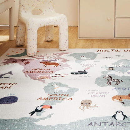 Play Mat World Map Rug for Kids Playroom and Bedroom | Marvico