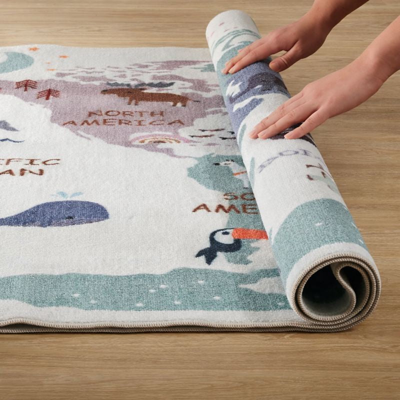 Play Mat World Map Rug for Kids Playroom and Bedroom | Marvico