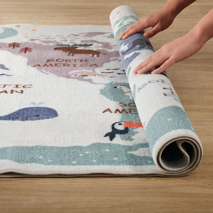 Play Mat World Map Rug for Kids Playroom and Bedroom | Marvico