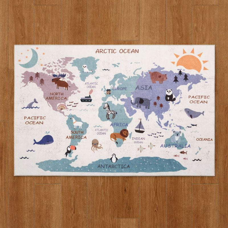 Play Mat World Map Rug for Kids Playroom and Bedroom | Marvico