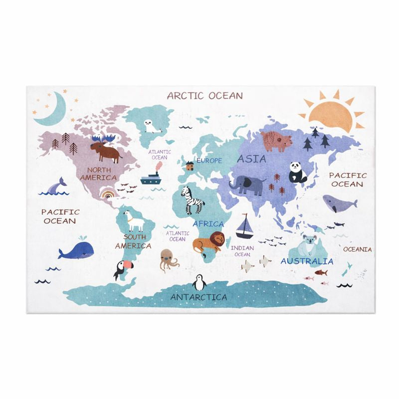 Play Mat World Map Rug for Kids Playroom and Bedroom | Marvico