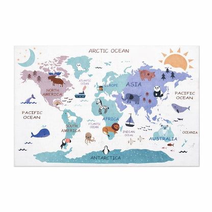 Play Mat World Map Rug for Kids Playroom and Bedroom | Marvico