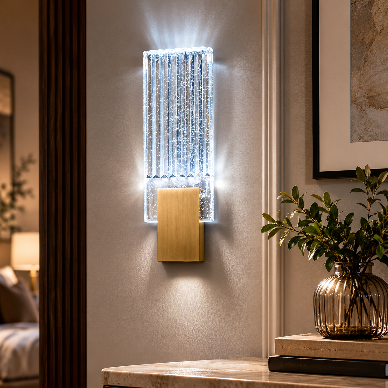 Pleated Crystal LED Wall Sconce Light | Prismor