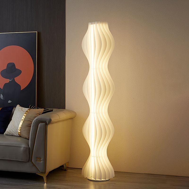 Pleated Shade Floor Lamp with Integrated LED Lighting | Merlune