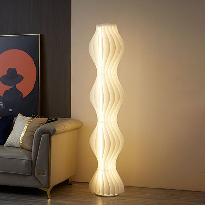 Pleated Shade Floor Lamp with Integrated LED Lighting | Merlune