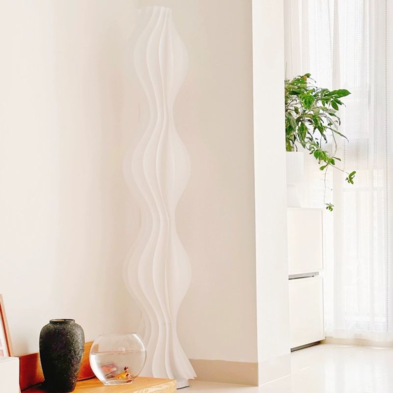 Pleated Shade Floor Lamp with Integrated LED Lighting | Merlune