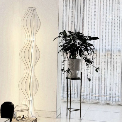 Pleated Shade Floor Lamp with Integrated LED Lighting | Merlune