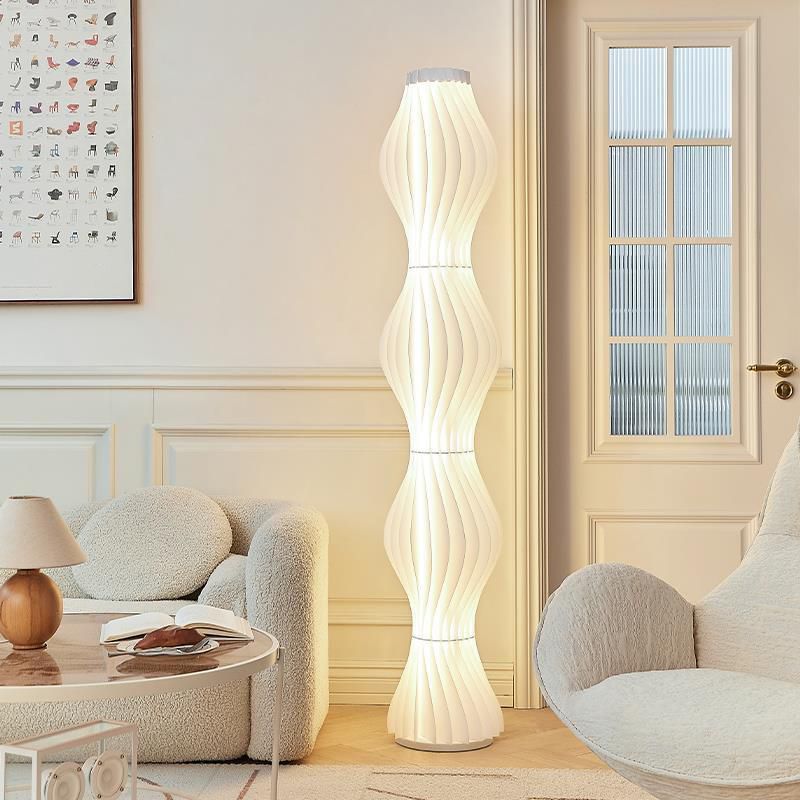 Pleated Shade Floor Lamp with Integrated LED Lighting | Merlune