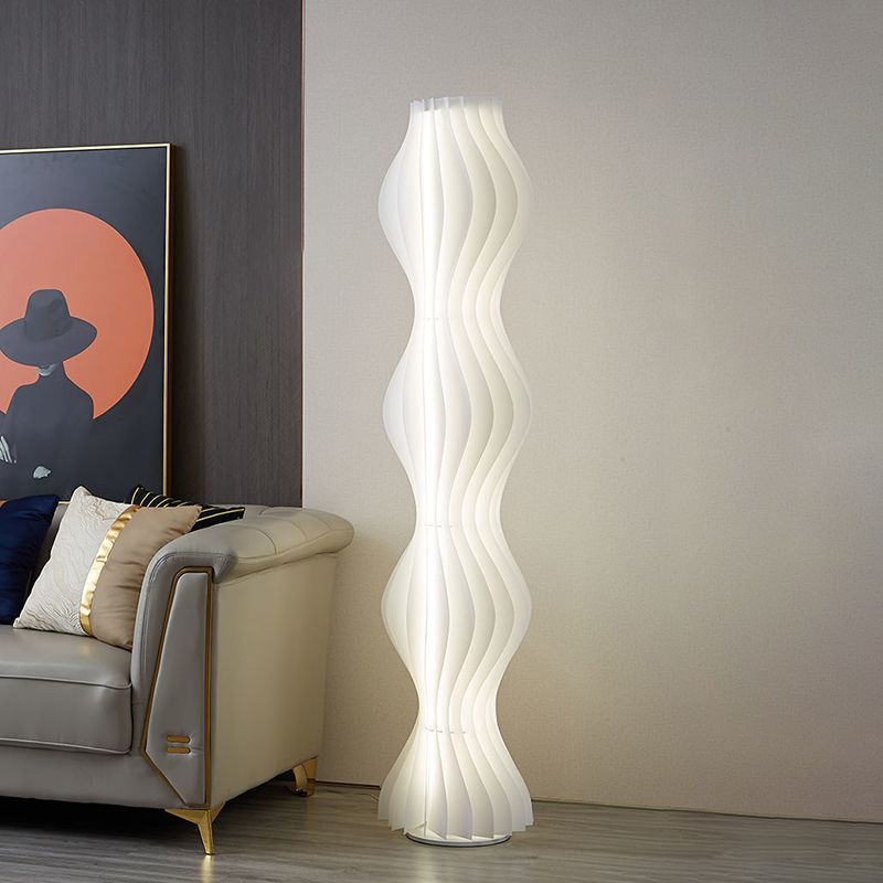 Pleated Shade Floor Lamp with Integrated LED Lighting | Merlune