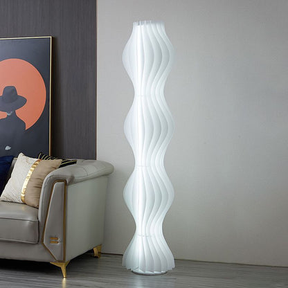 Pleated Shade Floor Lamp with Integrated LED Lighting | Merlune