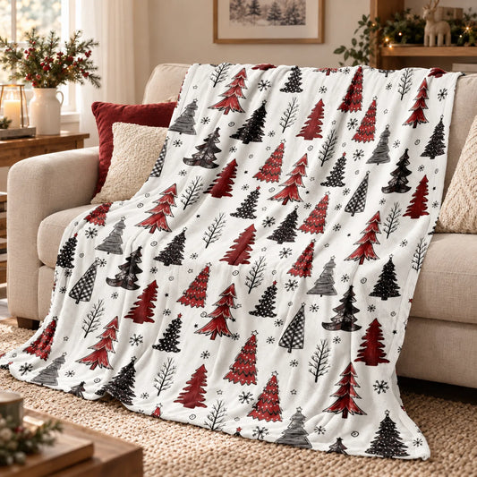 Plush Christmas Printed Fleece Throw Blanket
